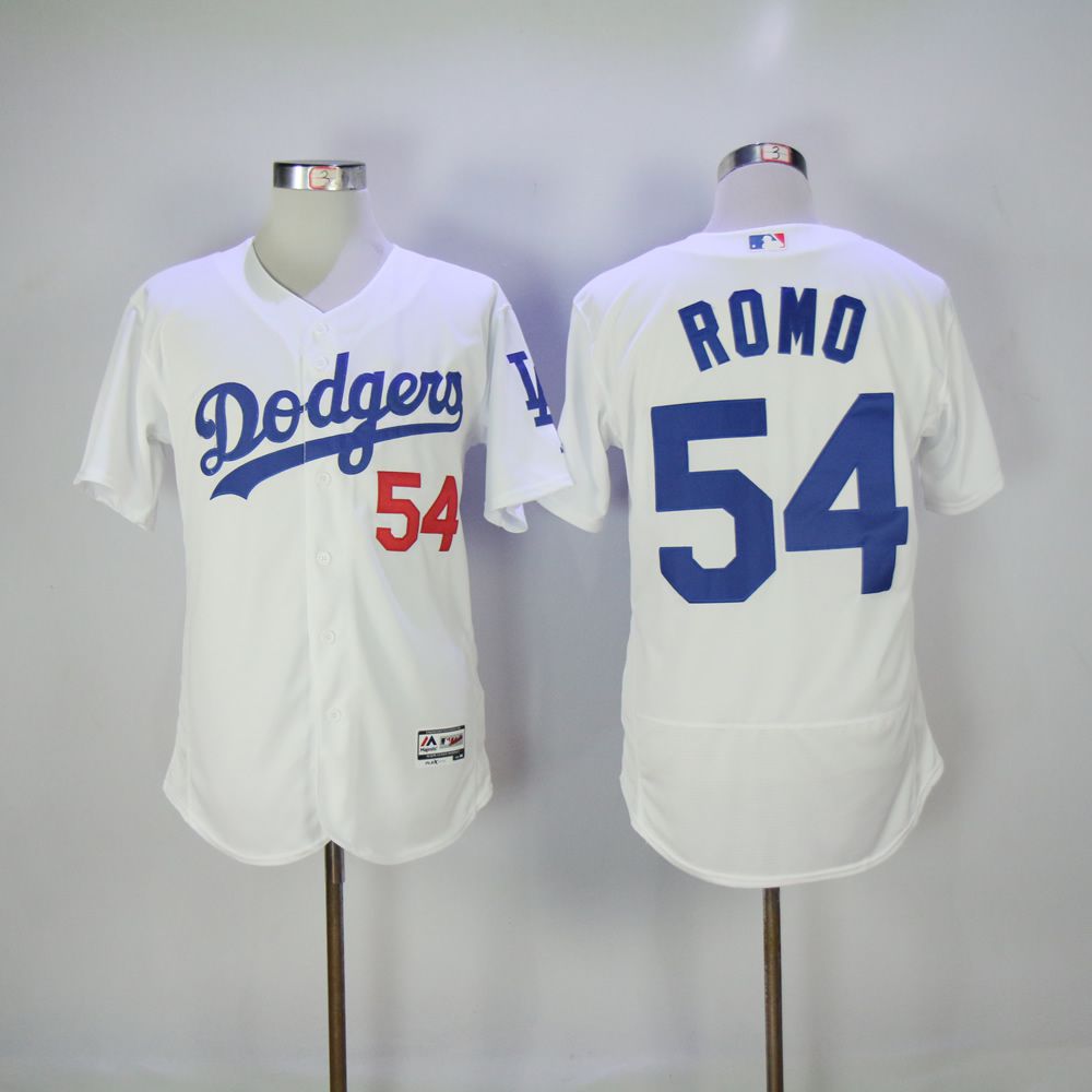 Men Los Angeles Dodgers #54 Romo White MLB Jerseys->los angeles dodgers->MLB Jersey